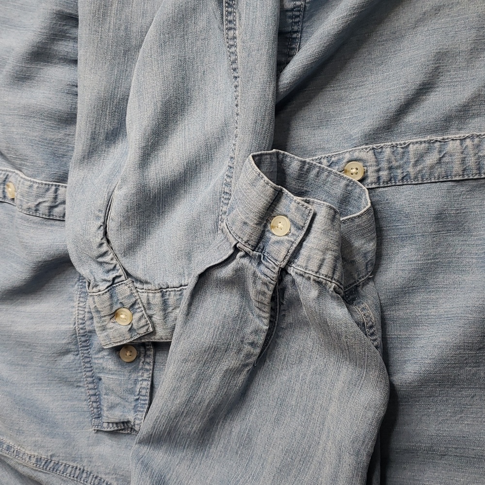Thread & Supply Tencel Lyocell Button Up Denim Blue Shirt Size 3X Coastal Pocket - Picture 11 of 14
